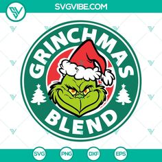 the grinma's blend logo is shown in green and red with white lettering