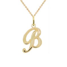 A personalized initial pendant with the letter "B" with a cursive-style design in the color of your choice. This handcrafted piece can be a unique addition to your own personal collection , and is also a suitable gift for a large range of occasions. The initial necklace is a perfect personalized gift for a special someone! This cursive ‘b’ initial pendant is made in 10k and 14k Yellow Gold, White Gold, and Rose Gold options. Choose any letter from A-Z! It can be your first or last initial, or pe Classic Monogram Initial Necklace, Monogram Initial Pendant Name Necklace, Personalized Initial Pendant Necklace, Personalized Monogram Initial Pendant Name Necklace, Personalized Monogram Initial Pendant Necklace, Classic Initial Necklace As Personalized Gift, Initial Pendant Name Necklace, Classic Monogram Initial Pendant Necklace, Classic Pendant Initial Necklace