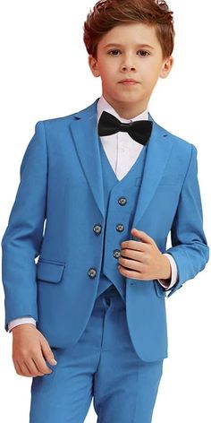 This slim-fit suit is a perfect choice for kids at weddings due to its classic and polished look, featuring a matching jacket, pants, vest, bowtie, and a white dress shirt. The high-quality, breathable fabric is soft, anti-wrinkle, and easy to maintain, ensuring comfort throughout the event. With sizes tailored for young boys and a sleek design, this outfit is ideal for special occasions like being a ring bearer, offering both style and practicality. Kids Wedding Outfits Boys, Wedding Ring Bearer Outfit, Creative Photography Poses, Gentleman Suit, Wedding Outfit For Boys, Vest Suit, Wedding Ring Bearer, Gentleman Outfit