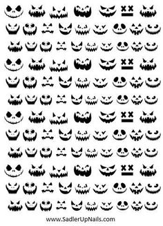 halloween pumpkins and jack o lantern faces are shown in this black and white image