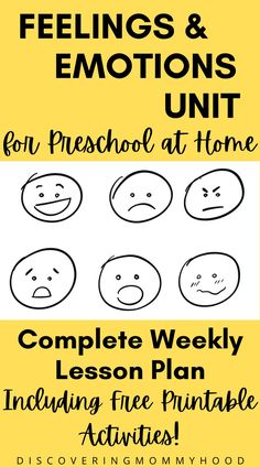 feelings and emotions unit for preschool at home