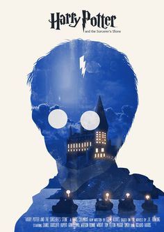 a harry potter poster with the image of hogwart's castle in front of it