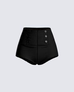 Summer is coming... Make it even hotter with these black, high-waisted sailor shorts with button-front detailing 🔥 Perfect for all your bad b*tch activities 🖤 Black Shorts Aesthetic, Black Short Outfit, Skirts Cargo, Corset Shorts, Fuzzy Skirt, White Corset Dress, Sailor Shorts, Future Of Fashion, Welcome To The Future