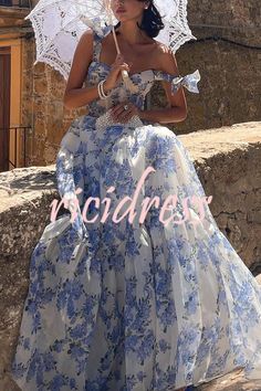 Fairytale Itself Organza Floral Print Tie Strap Maxi Dress Organza Styles, Sleeveless Outfit, Organza Dress, Couture Mode, Women's Evening Dresses, Evening Dresses Elegant, Fairy Dress, Party Dress Long, Maxi Dress Blue