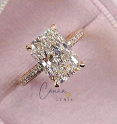 an engagement ring with a cushion cut diamond