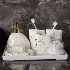 45551608922335 Texture Bathroom, Ceramics Bathroom, White Marble Texture, Bathroom Dispensers, Bathroom Accessories Set, Marble Ceramics, Bathroom Accessories Sets, Bath Accessories Set, Toothpaste Dispenser