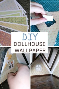 Diy Minatures House, Diy Dollhouse Wallpaper, Doll Mansion, Wallpaper Tutorial, Miniature Wallpaper, Room Box Miniatures