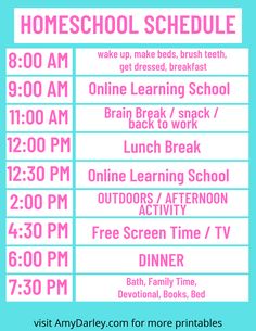 the back to school schedule for homeschool schedule, which is available in pink and blue