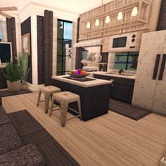 █▓▒▒░░░no gamepass coastal one story house░░░▒▒▓█ 20k Bloxburg House 1 Story, Bloxburg House Ideas 1 Floor No Passes, Houses Layout, Bloxburg Inspiration, Bloxburg Layout, Blox Burg, Open Living Room Design, Roblox Decals, One Story House