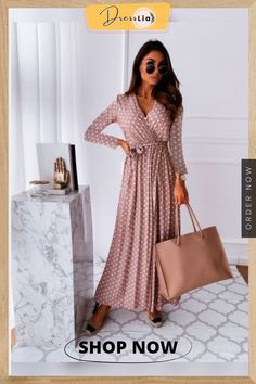 Women Fashion V Neck Long Sleeves Lace Up Split Polka Dot Print Long Dress Holiday Beach Boho Dress Maxi Dresses Summer Long Sleeve Polka Dot Maxi Dress, Polka Dot Long Sleeve Maxi Dress For Summer, Summer Long Sleeve Maxi Dress In Polka Dot, Long Sleeve Polka Dot Beach Dress, Polka Dot Long Sleeve Beach Dress, Beach Long Sleeve Polka Dot Dress, Elegant Polka Dot Maxi Dress For Beach, Polka Dot Long Sleeve Dresses For Vacation, Print Long Dress