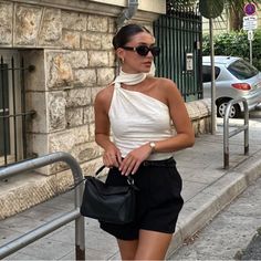 Questions? Leave A Comment Below! Trendy White Tops For Going Out, Chic White Tops For Going Out, Chic Zara Tops For Going Out, Chic Zara Tops, Elegant White Tops For Going Out, Classy Business Outfits, Summer Office Outfits, Casual Chic Outfits, Business Professional Outfits