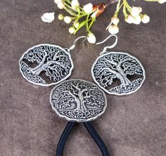 Oberon Design Jewelry Set, Earrings and Ponytail Holder Tree Of Life Earrings, Tree Of Life Jewelry, Set Earrings, Ponytail Holder, Ponytail Holders, Jewelry Designs, Gift For Women, Mother's Day Gift, Tree Of Life