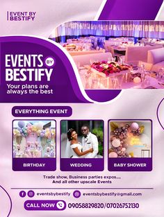 an event flyer for a wedding party