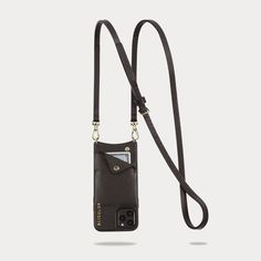 Emma Pebble Leather Bandolier Black/Gold Crossbody Phone Case, Pebbled Leather, Leather Crossbody, Genuine Leather, Phone Case, Wallet, Leather, Gold, Closet