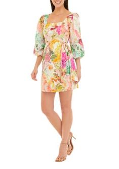 Billowy blouson sleeves add chic drama to this floral print dress from Vince Camuto. | Vince Camuto Women's 3/4 Sleeve Square Neck Floral Print Dress, Ivory, 6 Cocktail Dress Party, Floral Print Dress, Vince Camuto, Square Neck, Print Dress, Dresses For Work, Party Dress, Floral Print, Cocktail Dress