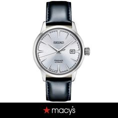 in stock Seiko Men, Leather Strap Watch, Ice Blue, Stainless Steel Case, Leather Straps, Pick Up, In Store, Black Leather, Buy Online