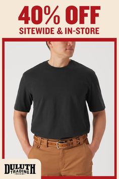 Prevent the scourge of Plumber's Butt with a pocket-free Longtail T® shirt that covers your backside when you bend. Black Short Sleeve T-shirt With Side Pockets, Black Crew Neck T-shirt With Side Pockets, Black Crew Neck Top With Side Pockets, Basic Short Sleeve Tops With Side Pockets, Solid Color T-shirt With Side Pockets, Black Relaxed Fit Top With Side Pockets, Duluth Trading Company, Duluth Trading, Long Tail