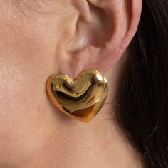 Get ready to make a statement with these Heart Statement Earrings! With their playful heart-shaped design, these earrings are perfect for adding a touch of fun to any outfit. Show off your quirky side and let these earrings do the talking. 18k Gold Plated over Stainless Steel Hypoallergenic Water & Tarnish Resistant Jewellery Photo, Silver Statement Earrings, Sunglass Chain, Gold Statement Earrings, Jewelry Studio, Original Gift, Cz Stone, Ring Bracelet, Photo Jewelry