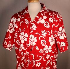 #  12,780  D BRAND:  RJC Hawaiian Aloha Short Sleeve Casual Shirt  TAG SIZE:  XL CONDITION: Used, but not abused.  Near Mint MATERIAL:  100% Cotton COLOR:   Red with white floral design EXTRA NOTES: Pocket matches pattern. Made in Hawaii. Logo buttons. MEASUREMENTS ARMPIT TO ARMPIT:  26"   LENGTH :  31.5"   SHOULDERS (SEAM TO SEAM):  20.5"   Payment Terms I accept Paypal. Please pay within 2 days. Shipping Terms I ship daily.  I am more than happy to combine shipping on multiple items.  Kindly r Red Hawaiian Shirt With Hibiscus Print, Red Short Sleeve Hawaiian Camp Shirt, Red Short Sleeve Camp Shirt With Hibiscus Print, Red Hibiscus Print Short Sleeve Camp Shirt, Aloha Shirt, Casual Shirts, Mint, Red And White, Men Casual