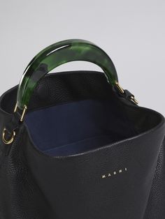 Venice Medium Bag in black leather - Shoulder Bag Black Designer Bags, Street Style Bags, Marni Bag, Daily Bag, Medium Bag, Inside Bag, Bags Black, Gold Logo, Medium Bags