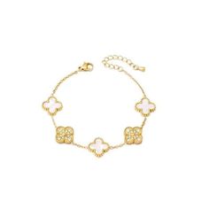 Gorgeous Clover Bracelet Stainless Steel 14k Gold Plated Jewelry Van Cleef, Fake Lip Ring, Sequin Backdrop, Dope Fits, Pink Milk, Luxe Jewelry, Gold Bracelets, Birthday Wishlist, Luxurious Design