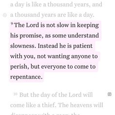 a text message that reads, the lord is not slow in keeping his promise as some understand