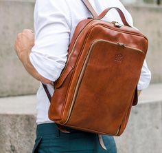 Leather Backpack for Men Personalized Gift Brown 14 | Etsy Functional Leather Backpack For Office, Modern Satchel Backpack With Leather Lining, Modern Leather Satchel Backpack With Leather Lining, Rectangular Smooth Grain Backpack For Travel, Modern Leather-lined Satchel Backpack, Modern Business Backpack With Leather Backing, Modern Leather Backpack With Smooth Grain, Modern Travel Backpack With Smooth Grain, Rectangular Leather Backpack For Commuting