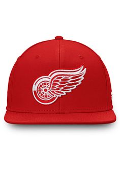 Wear your Red Wings style with pride in this Detroit Red Wings  Red Core Snapback Hat! This Detroit Snapback Hat features a front embroidered team logo. Go Red Wings! Fanatics Core Snapback Hat, Front embroidered team logo, 6-panel design with eyelets, Plastic snapback, Adjustable Closure, Polyester material, Polyester, Wipe clean with cloth or cleaning kit, 4 Red Sports Fan Fitted Cap, Sports Fan Snapback Hat With Team Logo, Red Fan Merchandise Fitted Cap, Red Fitted Cap For Fan Merchandise, Red Fitted Hat For Fan Merchandise, Red Sports Team Baseball Cap, Sports Fan Snapback Hat With Embroidered Logo, Red Sports Fan Baseball Cap, Red Snapback Baseball Cap For Fan Merchandise