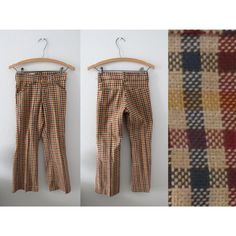 "Vintage 70s boy's plaid bell bottom pants. Details: - zip fly, snap button closure - 2 side pockets, 1 back pocket - bell bottom flared legs - plaid print - belt loops - good pre-owned condition Billy the Kid Vintage boy's size 11 Measurements: - waist: 12.5\" / 25\" doubled - hips: 15\" / 30\" doubled - inseam: 25.5\" - rise: 8.5\" - across thigh: 9\" / 18\" doubled - across ankle: 9\" / 18\" doubled" Vintage Pants For Fall, Vintage Trousers For Fall, Fall Flare Pants With Belt Loops, 70s Inspired Cotton Pants For Fall, Retro Flare Bottoms For Fall, Retro Flare Pants For Fall, Toddler Boys Outfit Ideas, Vintage Flare Pants For Fall, Vintage Fall Trousers