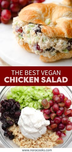 the best vegan chicken salad is made with cranberries, grapes, celery, and mayonnaise