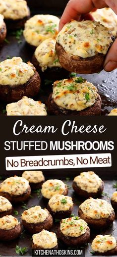 cream cheese stuffed mushrooms with no bread crusts, no meat is the perfect appetizer to serve