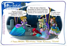 there are three princesses talking to each other in this cartoon, which is captioned by the author