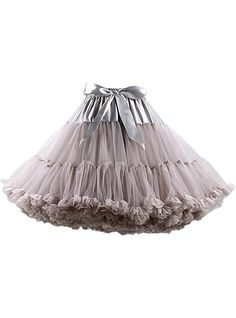 Soft, satin lined waistband feels gentle against sensitive skin Lightweight, durably made tutu with elastic waistband fits most adult women Tulle Bustle Skirt, Light Grey Skirt, Split Prom Dresses, Bustle Skirt, Fancy Flowers, Grey Skirt, Tulle Tutu Skirt, Flounce Skirt, Tulle Tutu