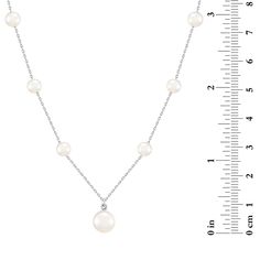 This sterling silver pendant necklace features a stunning ensemble of cultured freshwater pearls. At its heart lies a singular, round 8MM pearl, radiantly complemented by fourteen round 5MM pearls, each carefully selected for its luster and beauty. | Freshwater Pearl Necklace | Sterling SIlver | White | Size 18" | Helzberg Diamonds Dainty Silver Pearl Jewelry, Silver Pearl Jewelry, Helzberg Diamonds, Freshwater Pearl Necklace, Freshwater Cultured Pearls, Sterling Silver Necklace Pendants, Freshwater Pearl Necklaces, Necklace Sterling Silver, Silver Pearls