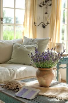 a potted plant sitting on top of a wooden table in front of a window