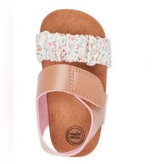 New! Wonder Nation Baby Girl Footbed Sandals Beach Sandals With Soft Synthetic Sole, Cute Synthetic Sandals With Soft Sole, Cute Pink Non-slip Sandals, Playful Beach Sandals With Soft Sole, Pink Synthetic Sandals With Soft Sole, Pink Soft Sole Synthetic Sandals, Cute Sandals With Soft Sole And Open Toe, Pink Adjustable Slide Sandals, Cute Open Toe Sandals With Soft Sole