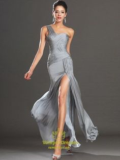 Elegant Chiffon Dress For Prom Season, Elegant Fitted Floor-length Chiffon Dress, Formal Fitted Chiffon Dress With Ruched Bodice, Elegant Chiffon Dress With Sweep Train For Formal Occasions, Elegant Fitted One-shoulder Chiffon Dress, Fitted Chiffon Dress With Sweep Train For Prom, One Shoulder Fitted Chiffon Dress, Elegant Chiffon Dress With Ruched Bodice For Formal Events, Fitted Chiffon Evening Dress For Gala