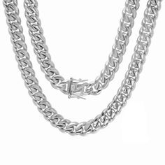 Men's stainless steel Miami Cuban chain with box clasp | STEELTIME Men's stainless steel Miami Cuban chain with box clasp, Silver, 30 in Silver Cuban Link Chain Necklace, White Gold Jewelry With Curb Chain In Stainless Steel, Silver Metal Cuban Link Necklace, Classic Stainless Steel Curb Chain Jewelry, Classic Metal Cuban Link Necklace, Classic Silver Cuban Link Necklace, Stainless Steel Curb Chain Jewelry, Classic Stainless Steel Cuban Link Necklace With Curb Chain, Classic Stainless Steel Cuban Link Necklace