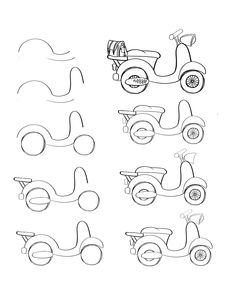 the scooters are drawn in different ways to make them look like they have wheels