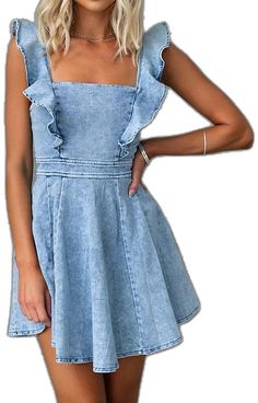 Womens Denim Dress, Dress Denim, Plain Dress, Light Hair, Dress Mini, Light Blue Color, Blue Light, Casual Dresses For Women, Denim Dress