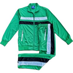 Tracksuits have been in style for decades and are a part of popular culture. This 2-piece Tracksuit set is light weight and comfortable for daily jogging, Gym, hiking and other casual sport activities.    Runs true to size. U.S Pattern. *      Imported *      Comfortable quality in 60% cotton and 40% polyester. *      Soft Fabric, which is machine washable. *      Full-zip front offers easy on-and-off, warmth-sealing stretchy ribbed cuffs and stretchable hem provide free motion when exercising. Green Athleisure Tracksuit For Streetwear, Green Sportswear Tracksuit For Leisure, Casual Winter Tracksuit For Outdoor Activities, Green Tracksuit For Sports, Sporty Green Tracksuit For Streetwear, Green Leisure Tracksuit In Sportswear Style, Green Leisure Tracksuit, Sporty Green Winter Tracksuit, Green Sporty Tracksuit For Fall