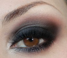 Black, charcoal, and silver eye makeup Silver Smokey Eye, Grey Smokey Eye, Nyx Eyeshadow, Burgundy Lips, Smokey Eye For Brown Eyes, Urban Decay Eyeshadow, Black Eyeshadow, Eyeshadow Base, Translucent Powder