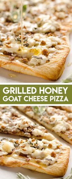 grilled honey goat cheese pizza is being served