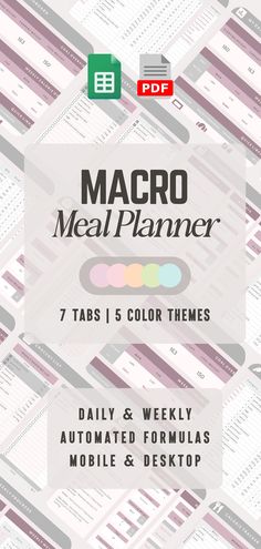 the macro meal planner is shown in this image