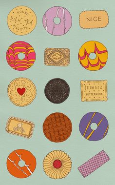 an image of various donuts on a blue background