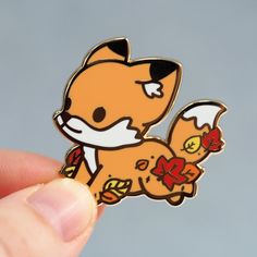 The cutest fox ever! Add some woodland cuteness to your life with this adorable fox bounding through the fresh fall leaves, illustrated by our talented artist Sugarnova! Your new favorite pin! About this item: 1.4" wide Gold plated hard enamel pin Two rubber clasps on the back Clay Fox, Halloween Merch, Fox Jacket, Fox Brooch, Cute Enamel Pins, Woodland Jewelry, Fox Pictures, Alice Angel, Selling Handmade Items