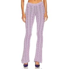 45072394092766 High Stretch Ribbed Pants For Spring, Stretch Knitted Bottoms For Winter, Winter Stretch Knitted Bottoms, Knitted Stretch Bottoms For Winter, Knitted Stretch Winter Bottoms, Trendy Purple Pants For Winter, Fitted Knit Bottoms For Winter, Fitted Cable Knit Winter Bottoms, Fitted Knitted Bottoms For Fall