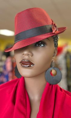 Taking Red to the next level . The fedora looks great for the summer with a touch of cowrie shell.  Step in any room with confidence and looking good.Comfortable fits small to med size heads.Don't delay order yours today. Red Casual Hat Band For Summer, Red Fitted Fedora For Beach, Casual Red Hat Band For Summer, Red Hat Bands For Summer, Red Summer Hat Bands, Red Fedora Sun Hat For Kentucky Derby, Red Brimmed Fedora For Festival, Trendy Red Fedora With Short Brim, Red Adjustable Fedora Mini Hats