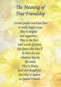 the meaning of true friends poem with yellow daisies in front of a white background