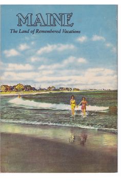 the front cover of a book with two people walking in the water